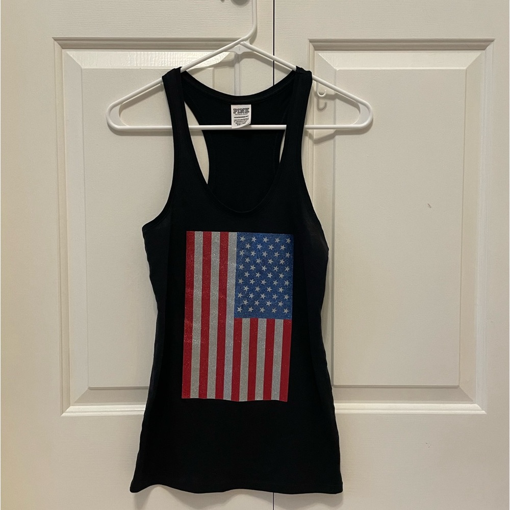 Victoria’s Secret PINK black Bling Americana Racerback Tank - XS - Picture 3 of 4